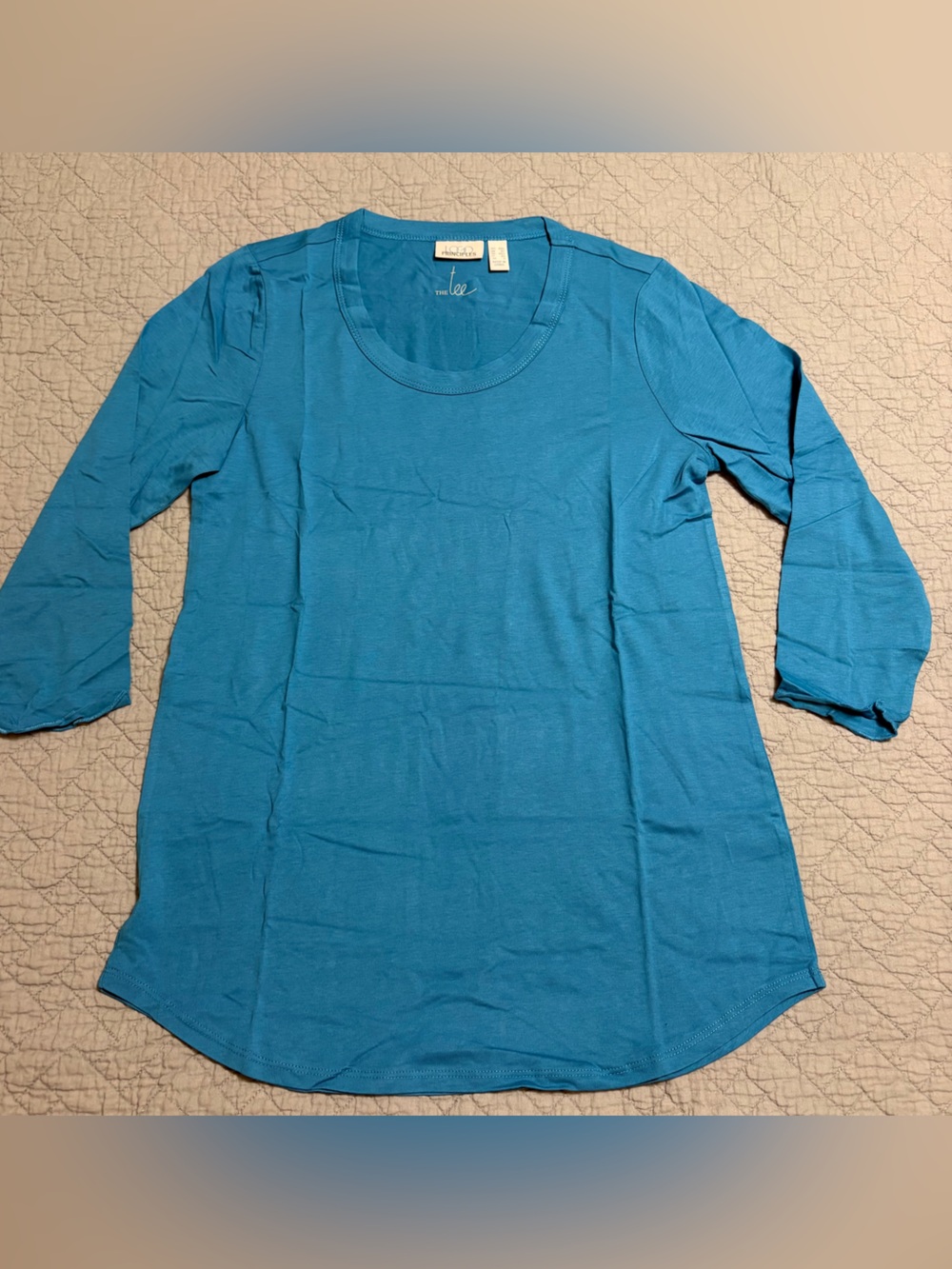 LOGO Principles by Lori Goldstein 3/4 Sleeve Top Blue XXS